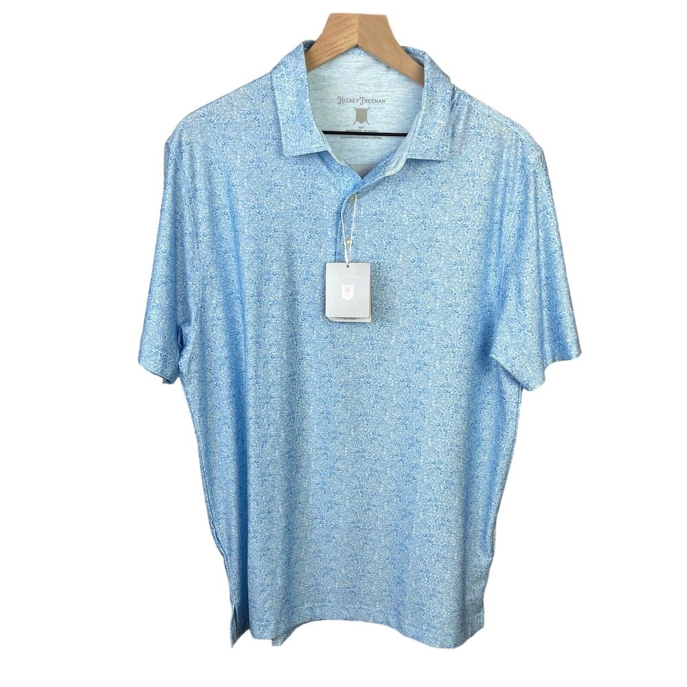 NWT Hickey Freeman Men Size‎ Medium Blue Golf Lightweight Outdoor Polo Shirt